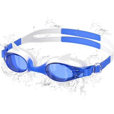 Ambienden Ambiende ny design dykglasögon barn, hajlook 180° HD vidvinkel simglasögon, anti-dimma, UV-skyddade, unisex simglasögon barn för 3–10 år, vit-blå Ambienden Ambiende ny design dykglasögon barn, hajlook 180° HD vidvinkel simglasögon, anti-dimma, UV-skyddade, unisex simglasögon barn för 3–10 år, vit-blå