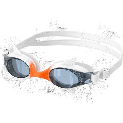 Ambienden Ambiende ny design dykglasögon barn, hajlook 180° HD vidvinkel simglasögon, anti-dimma, UV-skyddade, unisex simglasögon barn för 3–10 år, vit-orange Ambienden Ambiende ny design dykglasögon barn, hajlook 180° HD vidvinkel simglasögon, anti-dimma, UV-skyddade, unisex simglasögon barn för 3–10 år, vit-orange