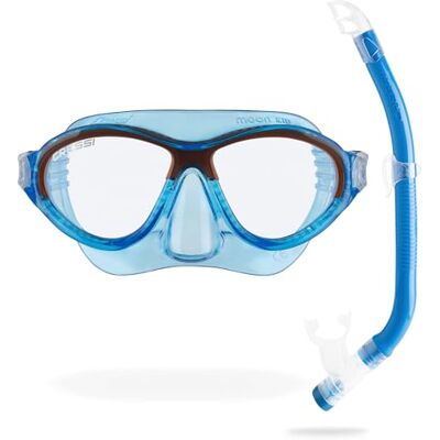Cressi since 1946 Moon Kid + Top Combo Set Mask Moon and Top Snorkel Ideal for Diving and Snorkelling Blue/Orange Kids One Size Cressi since 1946 Moon Kid + Top Combo Set Mask Moon and Top Snorkel Ideal for Diving and Snorkelling Blue/Orange Kids One Size