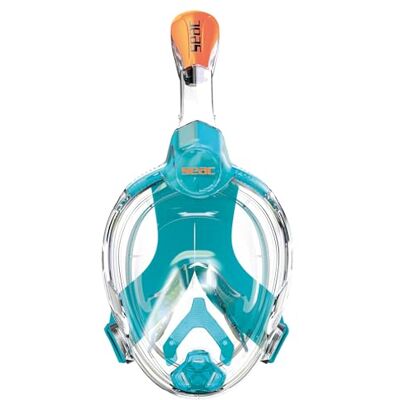 SEAC AMICA, helmask för snorkling för vuxna och barn i åldern från 6 år — en snorkelmask för hela ansiktet av ftalatfri och allergivänlig polymer, aquamarin/orange, JUNIOR SEAC AMICA, helmask för snorkling för vuxna och barn i åldern från 6 år — en snorkelmask för hela ansiktet av ftalatfri och allergivänlig polymer, aquamarin/orange, JUNIOR