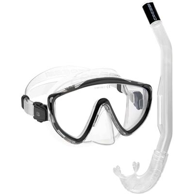 Cressi Tino & Island 2.0 Clear/Black Combo Set Snorkel Mask Tino and Snorkel Island 2.0, Clear/Black, One Size, Adult Cressi Tino & Island 2.0 Clear/Black Combo Set Snorkel Mask Tino and Snorkel Island 2.0, Clear/Black, One Size, Adult