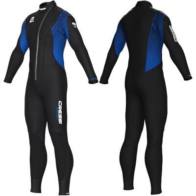 CRESSI since 1946 Velvet Man-3mm Ultra Stretch Double-Lined Neoprene One-Piece Wetsuit with Diagonal Front Zipper for Easy Dressing and Undressing-Black/Blue-S/2 CRESSI since 1946 Velvet Man-3mm Ultra Stretch Double-Lined Neoprene One-Piece Wetsuit with Diagonal Front Zipper for Easy Dressing and Undressing-Black/Blue-S/2