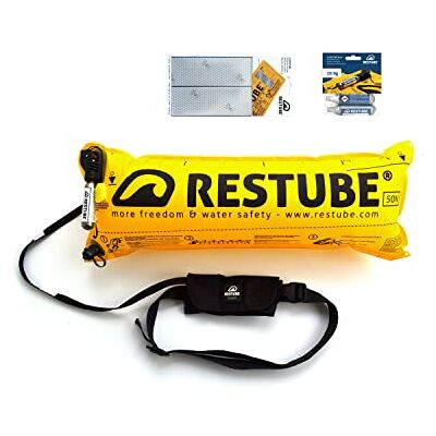 Restube Beach Flythjälp Startkitt Inklusive One-Pull Uppblåsbar Safety Buoy, 2 Ersättningspatroner CO2 och Vattentät Reflekterande Tejp Restube Beach Flythjälp Startkitt Inklusive One-Pull Uppblåsbar Safety Buoy, 2 Ersättningspatroner CO2 och Vattentät Reflekterande Tejp
