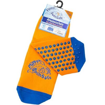 Flipper SwimSafe 1053 Aqua strumpor med halkfri sula i blå/orange, för barn och småbarn, storlek 27-30, perfekt för bekymmersfria simbassäng besök Flipper SwimSafe 1053 Aqua strumpor med halkfri sula i blå/orange, för barn och småbarn, storlek 27-30, perfekt för bekymmersfria simbassäng besök