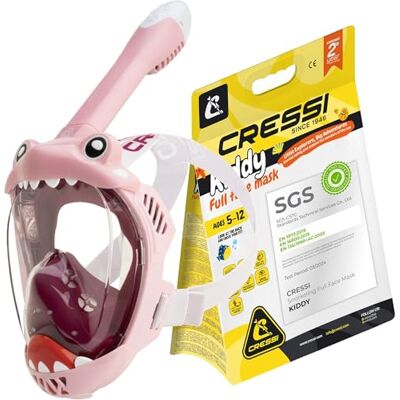 CRESSI Kiddy Kids Full Face Mask Pink/Purple/White Full Face Mask CO2 Safe Designed Specifically for Children, Anti Fog, Exhalation Valve and Dry Snorkel CRESSI Kiddy Kids Full Face Mask Pink/Purple/White Full Face Mask CO2 Safe Designed Specifically for Children, Anti Fog, Exhalation Valve and Dry Snorkel