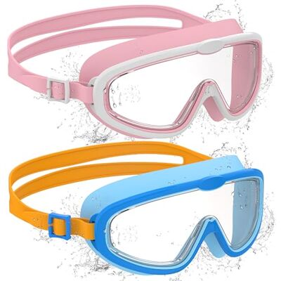 Ambienden 2 st simglasögon, anti-dimma klar syn, UV-skydd, silikonpackning, unisex stor ram simglasögon barn 6–14 år, P Ambienden 2 st simglasögon, anti-dimma klar syn, UV-skydd, silikonpackning, unisex stor ram simglasögon barn 6–14 år, P