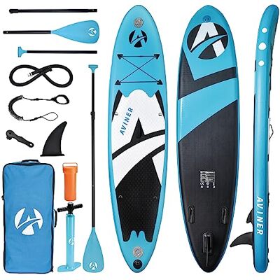 Aviner Paddle Board Set, Stand Up Paddling Board, uppblåsbar Sup Board Set med kompletta premiumtillbehör för alla svårighetsgrader, Ljusblå Aviner Paddle Board Set, Stand Up Paddling Board, uppblåsbar Sup Board Set med kompletta premiumtillbehör för alla svårighetsgrader, Ljusblå