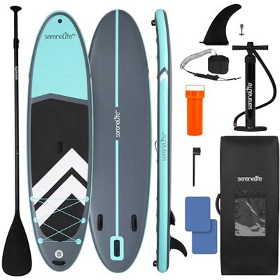 SereneLife 11’ uppblåsbar SUP – djurvänlig stand up paddleboard för vuxna och husdjur – 35” bred stabil design med halkfri EVA-däckmatta, GoPro-fäste och SUP-tillbehör, maxkapacitet 200 kg SereneLife 11’ uppblåsbar SUP – djurvänlig stand up paddleboard för vuxna och husdjur – 35” bred stabil design med halkfri EVA-däckmatta, GoPro-fäste och SUP-tillbehör, maxkapacitet 200 kg