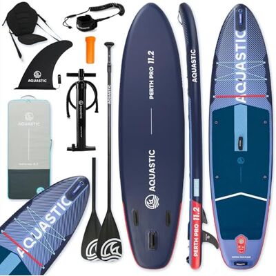 AQUASTIC Aqua SUP Board Perth Pro 11 tum 2 tum – lastkapacitet 165 kg, vikt 9 kg, drop stitch lite, Eva 5 mm halkskydd, paddel 2-i-1, fena 9 tum, Leash 300 cm, 2-vägs pump, ryggsäck 45 × 25 × 92 cm AQUASTIC Aqua SUP Board Perth Pro 11 tum 2 tum – lastkapacitet 165 kg, vikt 9 kg, drop stitch lite, Eva 5 mm halkskydd, paddel 2-i-1, fena 9 tum, Leash 300 cm, 2-vägs pump, ryggsäck 45 × 25 × 92 cm