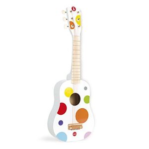 Janod Confetti Wooden Guitar Pretend Play and Musical Awakening Toy Red from 3 Years Old, J07598