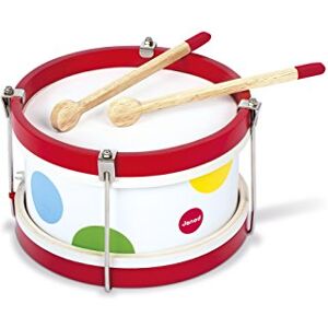 Janod My First Confetti Wooden Drum Pretend Play and Musical Awakening Toy from 2 Years Old, J07608