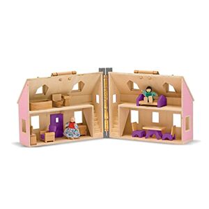Melissa & Doug Vikbara minidockhus (bärbart dockhus i trä, fungerande dörrar, robusta bärhandtag, 26,416 cm H × 30,226 cm B × 42,418 cm L)