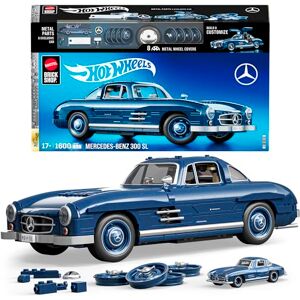 Mattel MEGA Hot Wheels-byggleksak, racersamlarbilen Mercedes-Benz 300 SL med 1500 delar och formgjuten modell, set för samlare i skala 1:12, grå, HWW25 Mattel MEGA Hot Wheels-byggleksak, racersamlarbilen Mercedes-Benz 300 SL med 1500 delar och formgjuten modell, set för samlare i skala 1:12, grå, HWW25