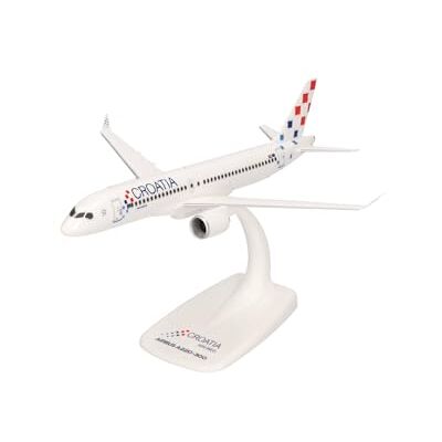 Herpa Snap-Fit flygplansmodell Croatia Airlines Airbus A220-300 9A-CAE "Zagreb", miniatyr i skala 1:200, samlarobjekt, modell med ställ, plast Herpa Snap-Fit flygplansmodell Croatia Airlines Airbus A220-300 9A-CAE "Zagreb", miniatyr i skala 1:200, samlarobjekt, modell med ställ, plast