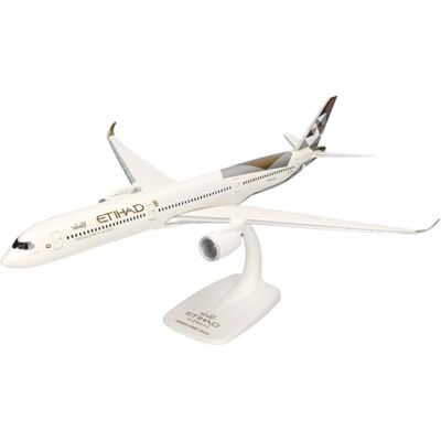 Herpa Snap-Fit flygplansmodell Etihad Airways Airbus A350-1000 A6-XWC, miniatyr i skala 1:200, samlarobjekt, modell med ställ, plast Herpa Snap-Fit flygplansmodell Etihad Airways Airbus A350-1000 A6-XWC, miniatyr i skala 1:200, samlarobjekt, modell med ställ, plast