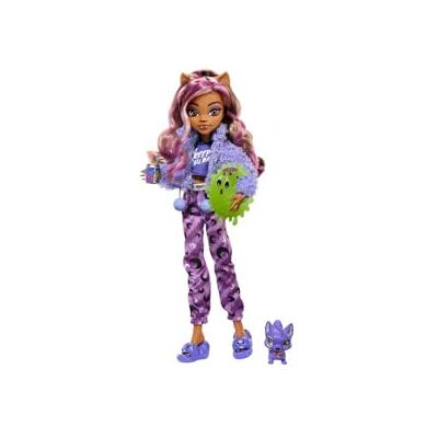 Monster High -docka med tillbehör för pyjamasparty, Clawdeen Wolf-docka med sin katt Crescent, Creepover Party, HKY67 Monster High -docka med tillbehör för pyjamasparty, Clawdeen Wolf-docka med sin katt Crescent, Creepover Party, HKY67