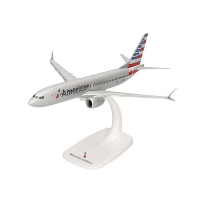 Herpa Snap-Fit flygplansmodell American Airlines Boeing 737 Max 8 – N306RC, miniatyr i skala 1:200, samlarobjekt, modell med ställ, plast Herpa Snap-Fit flygplansmodell American Airlines Boeing 737 Max 8 – N306RC, miniatyr i skala 1:200, samlarobjekt, modell med ställ, plast