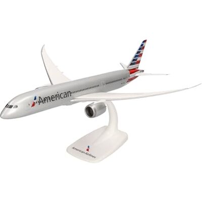 Herpa Snap-Fit flygplansmodell American Airlines Boeing 787-9 Dreamliner, miniatyr i skala 1:200, samlarobjekt, modell med ställ, plast Herpa Snap-Fit flygplansmodell American Airlines Boeing 787-9 Dreamliner, miniatyr i skala 1:200, samlarobjekt, modell med ställ, plast
