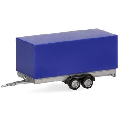 Herpa Bilsläp med presenning 2-axligt, ultramarinblått, miniatyr i skala 1:87, samlarobjekt, Made in Germany, plastmodell Herpa Bilsläp med presenning 2-axligt, ultramarinblått, miniatyr i skala 1:87, samlarobjekt, Made in Germany, plastmodell