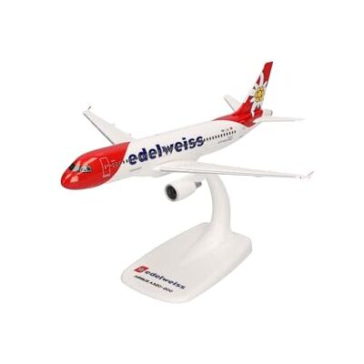 Herpa Snap-Fit flygplansmodell Edelweiss Air Airbus A320 – nya färger, miniatyr i skala 1:200, samlarobjekt, modell med ställ, plast Herpa Snap-Fit flygplansmodell Edelweiss Air Airbus A320 – nya färger, miniatyr i skala 1:200, samlarobjekt, modell med ställ, plast