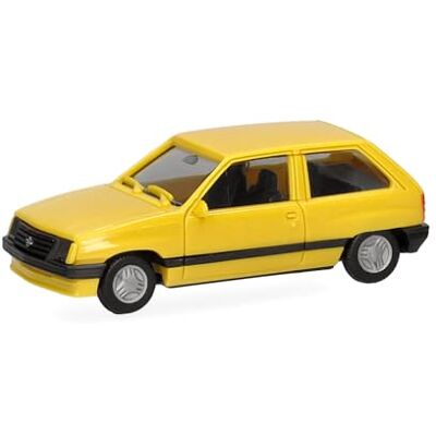 Herpa Basic modellbil Opel Corsa A 2-dörrars, Jamaica-gul, miniatyr i skala 1:87, Prisvärt instegsmodell, tillverkad i Tyskland, modell av plast Herpa Basic modellbil Opel Corsa A 2-dörrars, Jamaica-gul, miniatyr i skala 1:87, Prisvärt instegsmodell, tillverkad i Tyskland, modell av plast