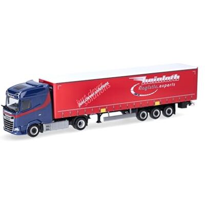 Herpa lastbil i miniatyr DAF XG presenningstrailer “Heinloth”, miniatyr i skala 1:87, samlarobjekt, tillverkad i Tyskland, plast Herpa lastbil i miniatyr DAF XG presenningstrailer “Heinloth”, miniatyr i skala 1:87, samlarobjekt, tillverkad i Tyskland, plast