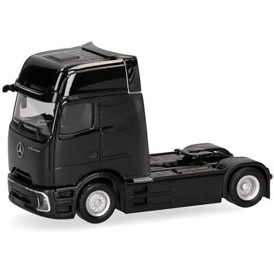Herpa Lastbilsmodell Mercedes-Benz eActros Procabin Gigaspace dragbil 2-axlig, svart, miniatyr i skala 1:87, samlarobjekt, Made in Germany, plast Herpa Lastbilsmodell Mercedes-Benz eActros Procabin Gigaspace dragbil 2-axlig, svart, miniatyr i skala 1:87, samlarobjekt, Made in Germany, plast