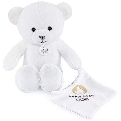 Doudou et Compagnie Licens JO Paris 2024 olympiska och paralympiska spelen 2024-Björn, JO2448, doudou vit björn, 25 cm Doudou et Compagnie Licens JO Paris 2024 olympiska och paralympiska spelen 2024-Björn, JO2448, doudou vit björn, 25 cm