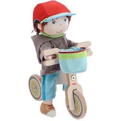 HABA Springcykel-set Lian – träbalanscykel med docka Lian, cykelhjälm och cykelkorg – cykel med dubbelhjul för säkert stativ – 2011905001 HABA Springcykel-set Lian – träbalanscykel med docka Lian, cykelhjälm och cykelkorg – cykel med dubbelhjul för säkert stativ – 2011905001