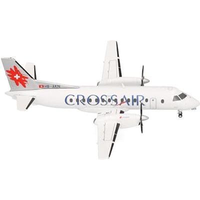 Herpa Modellflygplan Crossair Saab 340 (senaste färgskalan), miniatyrskala 1:200, samlarobjekt, icke-stativmodell, metall Herpa Modellflygplan Crossair Saab 340 (senaste färgskalan), miniatyrskala 1:200, samlarobjekt, icke-stativmodell, metall