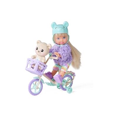 Simba Evi Love Teddy Bike, lekdocka med en fluffig jacka, med björnhjälm, skor, cykel och teddy, 12 cm, från 3 år Simba Evi Love Teddy Bike, lekdocka med en fluffig jacka, med björnhjälm, skor, cykel och teddy, 12 cm, från 3 år