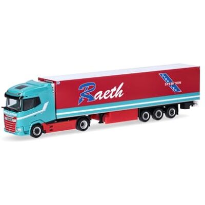 herpa lastbil modell DAF XG kylväska sadeltåg raeth, miniatyr i skala 1:87, samlarobjekt, tillverkad i Tyskland, plast herpa lastbil modell DAF XG kylväska sadeltåg raeth, miniatyr i skala 1:87, samlarobjekt, tillverkad i Tyskland, plast