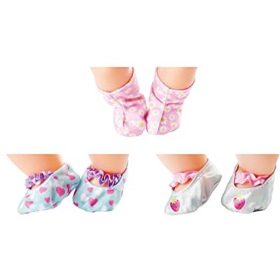 Simba 105560017Y06 New Born Baby Dockkläder 3-Par Skor Set från New Born Baby med Tre Par Skor i Tyg, Passar Dockor Mellan 30-43 cm, Från 3 år Simba 105560017Y06 New Born Baby Dockkläder 3-Par Skor Set från New Born Baby med Tre Par Skor i Tyg, Passar Dockor Mellan 30-43 cm, Från 3 år