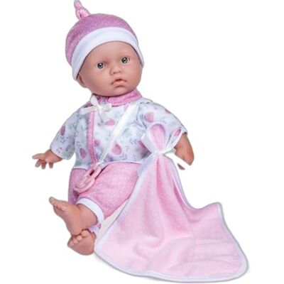 JC Toys The Baby 28 cm docka har mjuk och tvättbar kropp, filt och napp, blommig ros, designad i Spanien, +12 månader JC Toys The Baby 28 cm docka har mjuk och tvättbar kropp, filt och napp, blommig ros, designad i Spanien, +12 månader