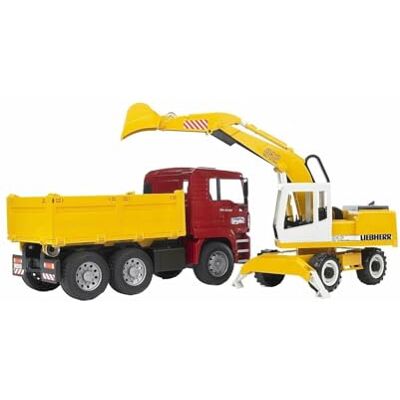 bruder MAN TGA Construction Truck And Liebherr Excavator bruder MAN TGA Construction Truck And Liebherr Excavator