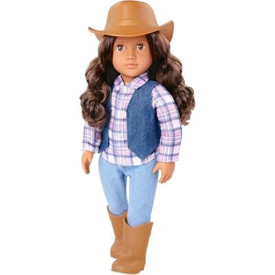 Our Generation Vår generation – 46 cm cowgirl-docka carolyn – bruna ögon och vågigt brunt hår – söt rutig och jeans-västern-outfit – cowboyhatt och ridstövlar – för barn från 3 år Our Generation Vår generation – 46 cm cowgirl-docka carolyn – bruna ögon och vågigt brunt hår – söt rutig och jeans-västern-outfit – cowboyhatt och ridstövlar – för barn från 3 år