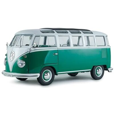 Solido – VW T1 Samba 1962 1:18 – Die-Cast modellbil, samlarmodell av metall, grön/vit, med plastbas, fönsterkartong Solido – VW T1 Samba 1962 1:18 – Die-Cast modellbil, samlarmodell av metall, grön/vit, med plastbas, fönsterkartong
