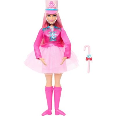 Barbie i Nötknäpparen Daisy-ballerinadocka i rosa klänning, hatt, med ledade fotleder och godisstång, JLW52 Barbie i Nötknäpparen Daisy-ballerinadocka i rosa klänning, hatt, med ledade fotleder och godisstång, JLW52