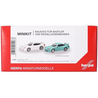 Herpa modellbyggsats MiniKit Porsche 911 GT3 (996) Grand Prix vit och ljusgrön, 2 stycken, miniatyr i skala 1:87, samlarobjekt, byggsats för modellbygge, plast Herpa modellbyggsats MiniKit Porsche 911 GT3 (996) Grand Prix vit och ljusgrön, 2 stycken, miniatyr i skala 1:87, samlarobjekt, byggsats för modellbygge, plast