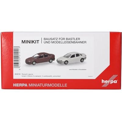 Herpa modellbyggsats MiniKit Renault Laguna siennaröd och arktisvit, 2 stycken, miniatyr i skala 1:87, samlarobjekt, byggsats för modellbygge, plast Herpa modellbyggsats MiniKit Renault Laguna siennaröd och arktisvit, 2 stycken, miniatyr i skala 1:87, samlarobjekt, byggsats för modellbygge, plast