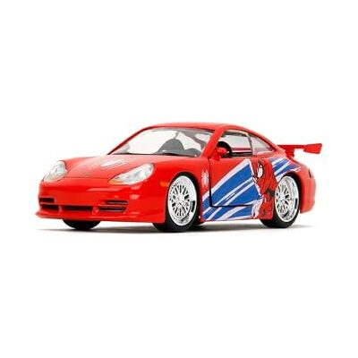 Jada Toys Spider-Man Auto Porsche 911 GT3 RS (13,5 cm) – superhjältemodellbil i metall med dörrar som kan öppnas runt, Marvel-leksak för fans och barn från 8 år Jada Toys Spider-Man Auto Porsche 911 GT3 RS (13,5 cm) – superhjältemodellbil i metall med dörrar som kan öppnas runt, Marvel-leksak för fans och barn från 8 år