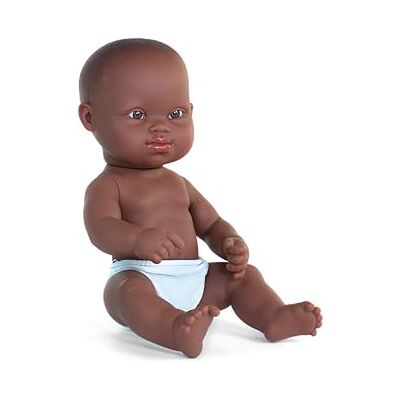 Miniland Afrikansk babydocka med Downs syndrom 32 cm, inkluderande könsdocka med olika egenskaper och mångfald, hantverksdocka baby Miniland Afrikansk babydocka med Downs syndrom 32 cm, inkluderande könsdocka med olika egenskaper och mångfald, hantverksdocka baby