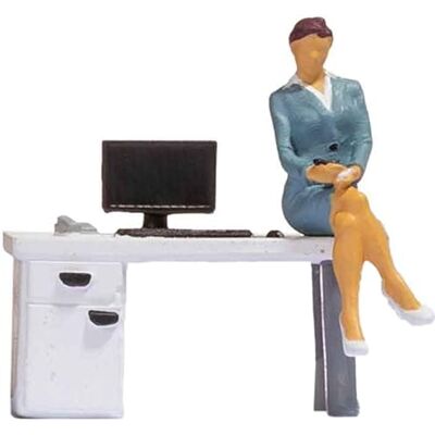 NOCH Tiny-Scenes "På kontoret", med kvinnlig figur, H0 modellbygge för scendesign i 1:87, perfekt för kontorsinredning NOCH Tiny-Scenes "På kontoret", med kvinnlig figur, H0 modellbygge för scendesign i 1:87, perfekt för kontorsinredning