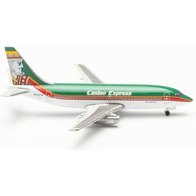 Herpa modellflygplan Casino Express Boeing 737-200 „King of Diamonds”, miniatyr i skala 1:500, samlarobjekt, modell utan ställ, metall Herpa modellflygplan Casino Express Boeing 737-200 „King of Diamonds”, miniatyr i skala 1:500, samlarobjekt, modell utan ställ, metall