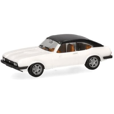 Herpa Bilmodell Ford Capri vinyltak, diamantvit, miniatyr i skala 1:87, samlarobjekt, Made in Germany, plastmodell Herpa Bilmodell Ford Capri vinyltak, diamantvit, miniatyr i skala 1:87, samlarobjekt, Made in Germany, plastmodell