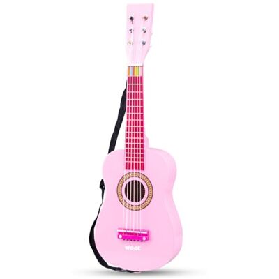 Woet ® Rosa Leksaksgitarr i Trä för Barn, 6 Nylonsträngar med Rem, Reservsträng och Färgat Musikhäfte med 3 Sånger, Pedagogiskt Nybörjarinstrument, Musikalisk Utveckling, Present, Från 3 år Woet ® Rosa Leksaksgitarr i Trä för Barn, 6 Nylonsträngar med Rem, Reservsträng och Färgat Musikhäfte med 3 Sånger, Pedagogiskt Nybörjarinstrument, Musikalisk Utveckling, Present, Från 3 år