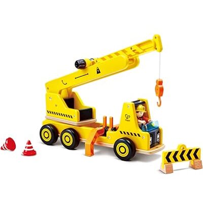 Hape Mobil kran & byggarbetsplats-set, utdragbar kranarm, rollspel för barn, av trä, från 2 år Hape Mobil kran & byggarbetsplats-set, utdragbar kranarm, rollspel för barn, av trä, från 2 år