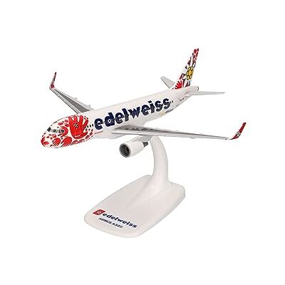 Herpa Edelweiss Air Airbus A320 Help Alliance flygplansmodell HB-JLT, skala 1/200, Snap-fit-modell, samlarstycke, flygplan med stativ, plastfigur Herpa Edelweiss Air Airbus A320 Help Alliance flygplansmodell HB-JLT, skala 1/200, Snap-fit-modell, samlarstycke, flygplan med stativ, plastfigur