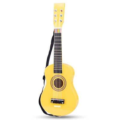Woet Gul leksaksgitarr i trä med 6 nylonsträngar Leksaksinstrument, Gitarr för barn, Axelrem, Reservsträng och notbok, Rytm- och melodilek, Från 3 år Woet Gul leksaksgitarr i trä med 6 nylonsträngar Leksaksinstrument, Gitarr för barn, Axelrem, Reservsträng och notbok, Rytm- och melodilek, Från 3 år