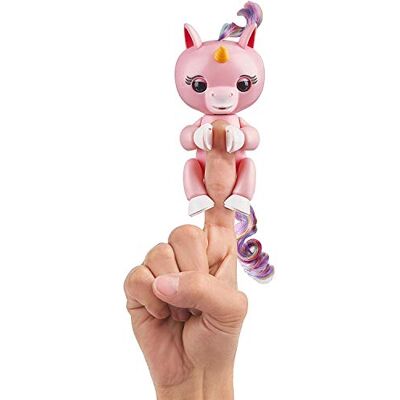 WowWee Fingerlings enhörning ros med regnbågsman, interaktiva leksaker, reagerar på ljud, rörelser och beröring, ros WowWee Fingerlings enhörning ros med regnbågsman, interaktiva leksaker, reagerar på ljud, rörelser och beröring, ros
